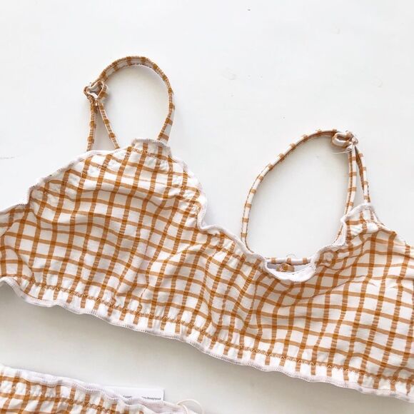 Zara NWT mustard grid plaid 2 pc bikini 8-9Y - Picture 2 of 6